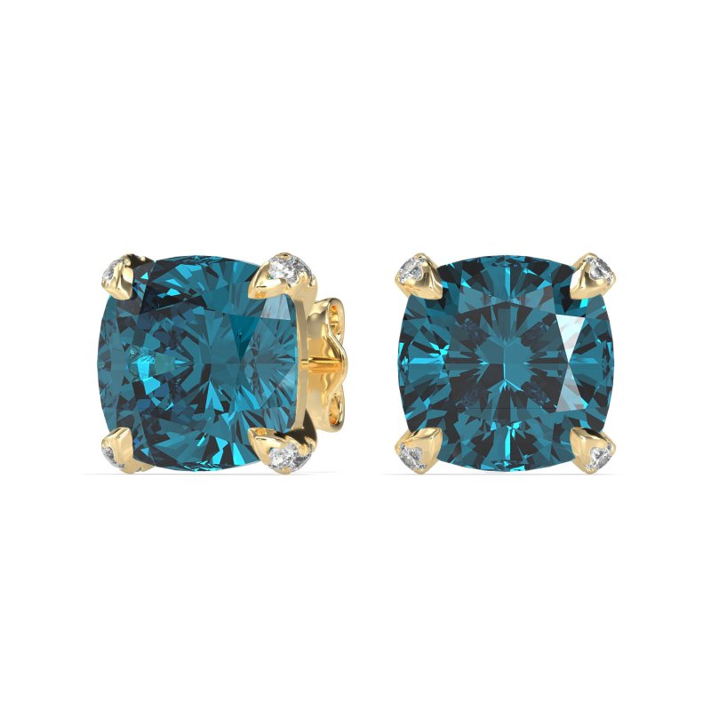 Hidden Stone Cushion Stud Earrings