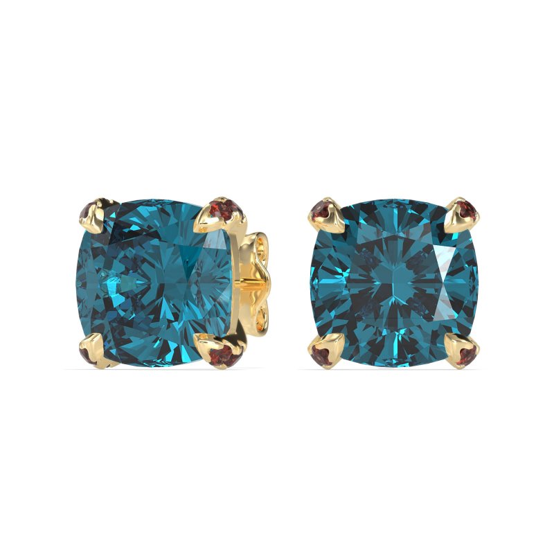 Hidden Stone Cushion Stud Earrings