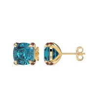 Hidden Stone Cushion Stud Earrings