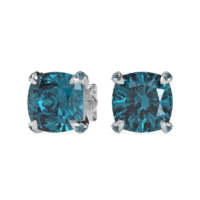 Hidden Stone Cushion Stud Earrings
