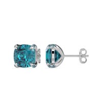 Hidden Stone Cushion Stud Earrings