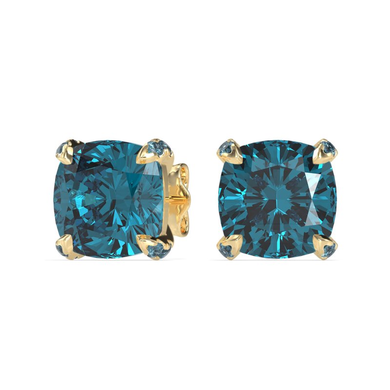 Hidden Stone Cushion Stud Earrings