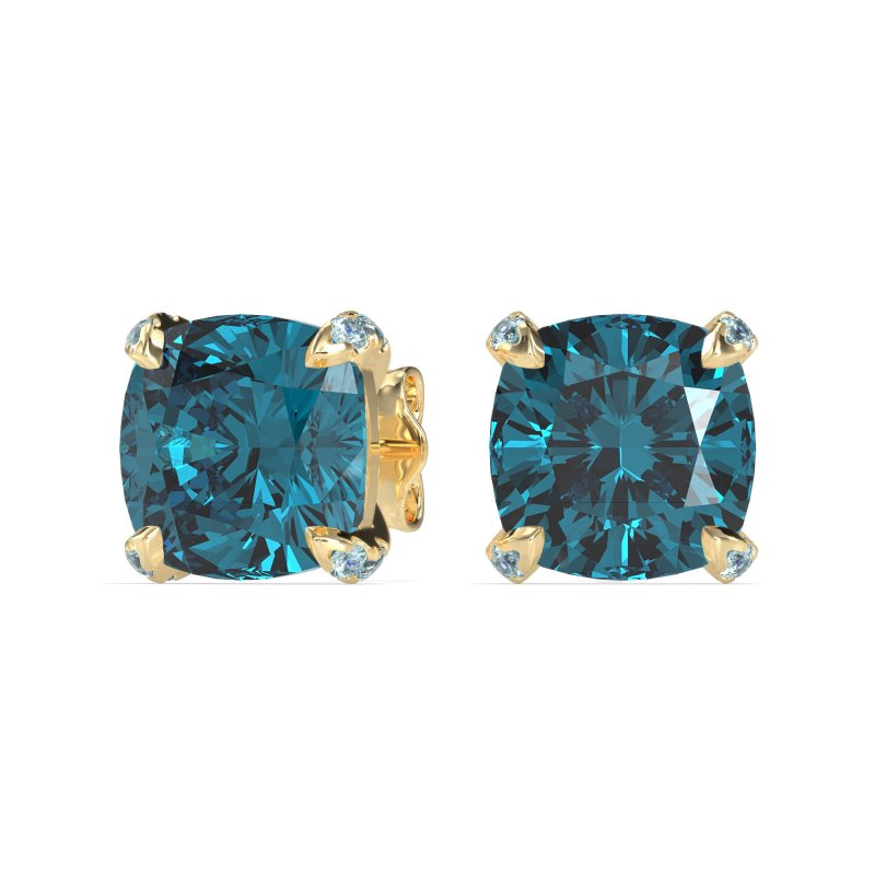 Hidden Stone Cushion Stud Earrings