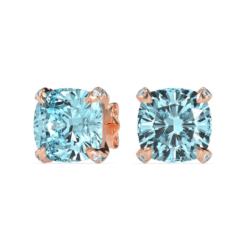 Hidden Stone Cushion Stud Earrings