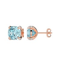 Hidden Stone Cushion Stud Earrings