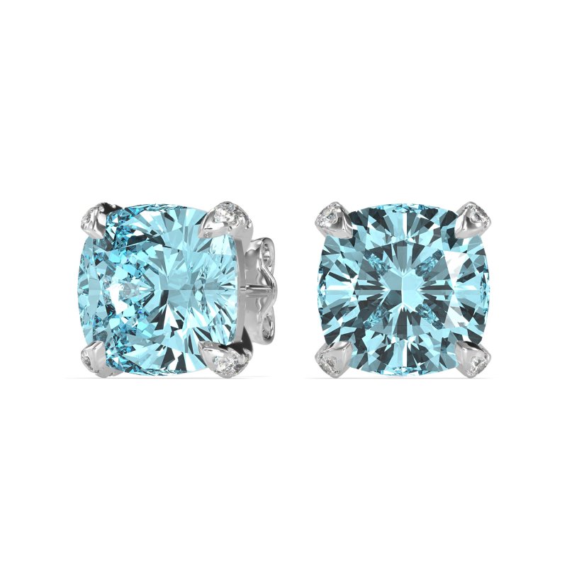 Hidden Stone Cushion Stud Earrings
