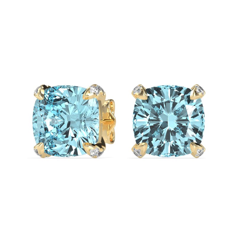 Hidden Stone Cushion Stud Earrings