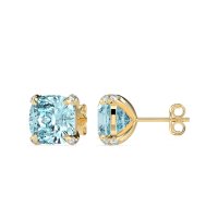 Hidden Stone Cushion Stud Earrings