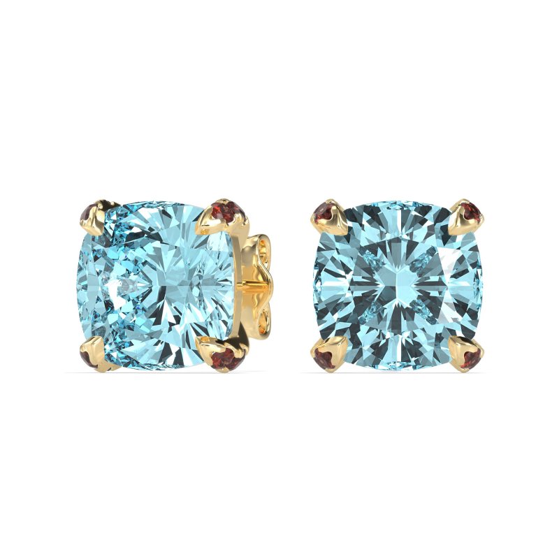 Hidden Stone Cushion Stud Earrings