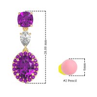 Three-Stone Dangle Halo Earrings