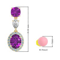 Three-Stone Dangle Halo Earrings