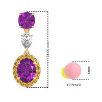 Three-Stone Dangle Halo Earrings