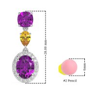 Three-Stone Dangle Halo Earrings