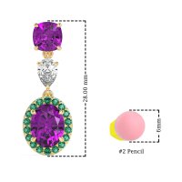 Three-Stone Dangle Halo Earrings