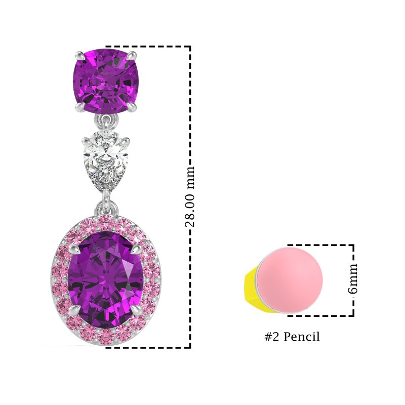 Three-Stone Dangle Halo Earrings