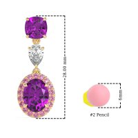 Three-Stone Dangle Halo Earrings