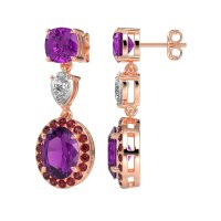 Three-Stone Dangle Halo Earrings
