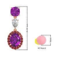 Three-Stone Dangle Halo Earrings