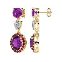 Three-Stone Dangle Halo Earrings