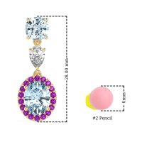 Three-Stone Dangle Halo Earrings