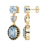 Three-Stone Dangle Halo Earrings