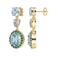 Three-Stone Dangle Halo Earrings