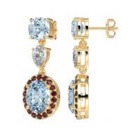 Three-Stone Dangle Halo Earrings