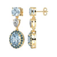 Three-Stone Dangle Halo Earrings