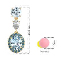 Three-Stone Dangle Halo Earrings