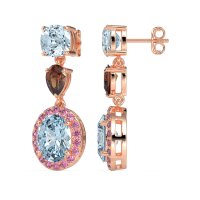 Three-Stone Dangle Halo Earrings