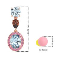 Three-Stone Dangle Halo Earrings