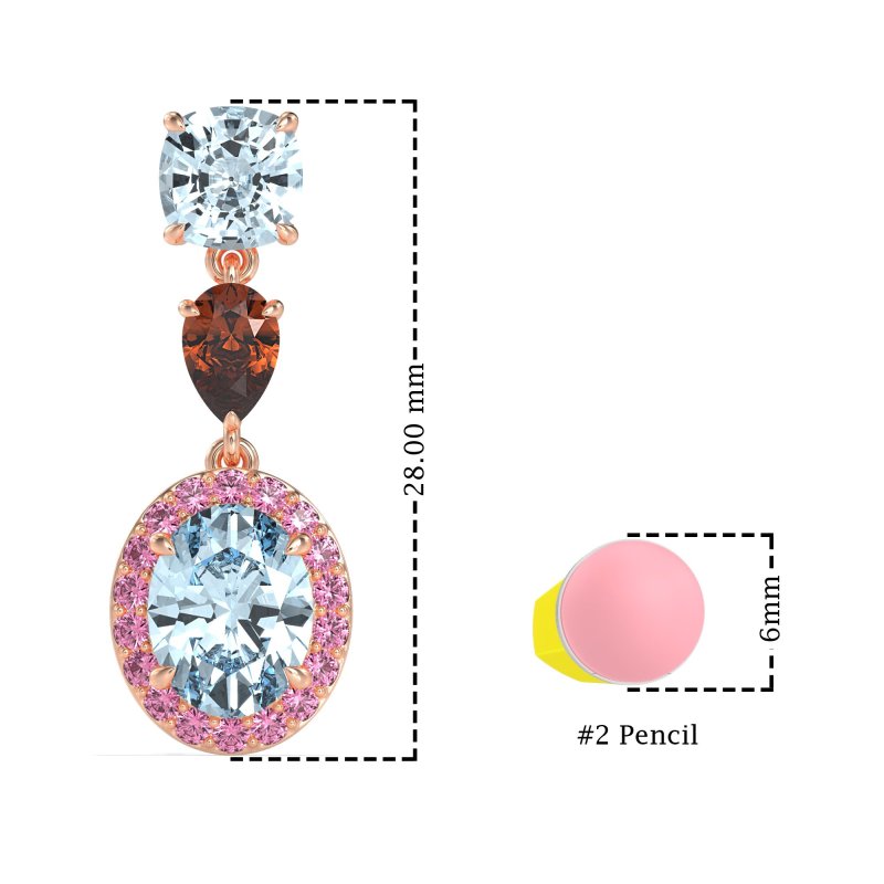 Three-Stone Dangle Halo Earrings