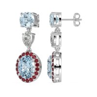 Three-Stone Dangle Halo Earrings