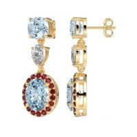 Three-Stone Dangle Halo Earrings