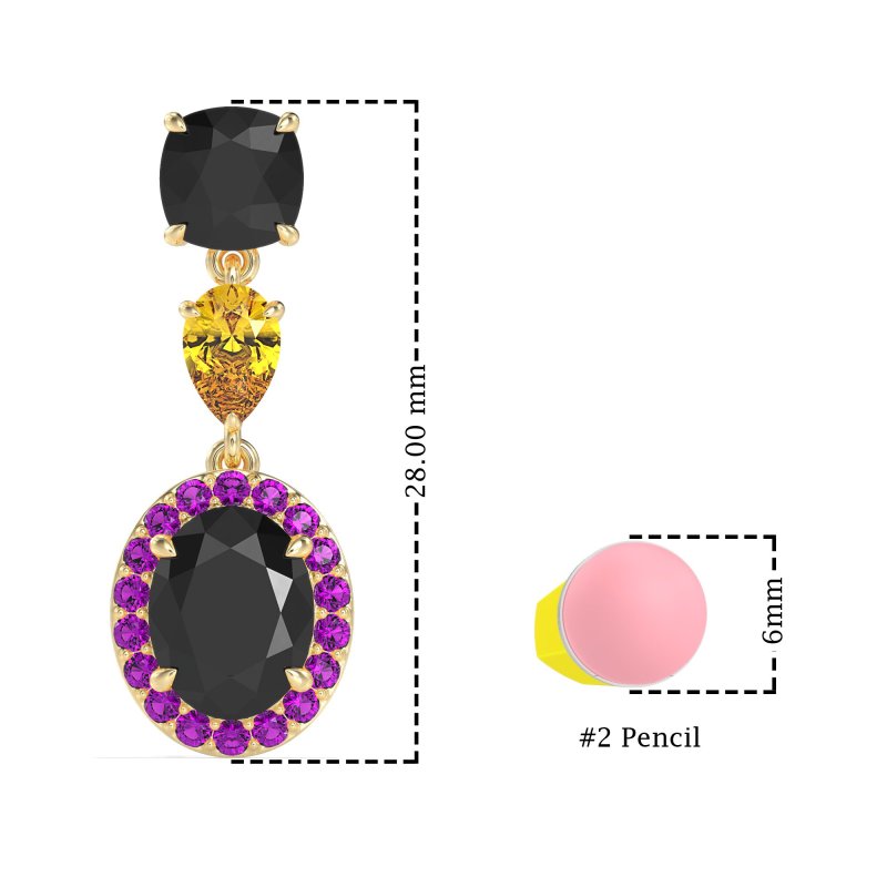 Three-Stone Dangle Halo Earrings