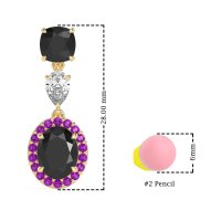 Three-Stone Dangle Halo Earrings