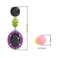 Three-Stone Dangle Halo Earrings