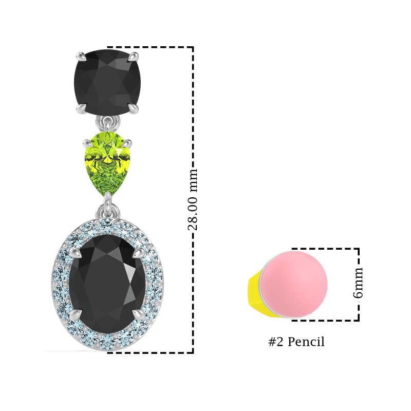 Three-Stone Dangle Halo Earrings