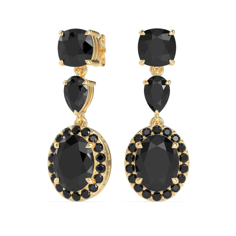 Three-Stone Dangle Halo Earrings