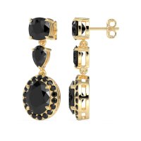 Three-Stone Dangle Halo Earrings