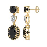 Three-Stone Dangle Halo Earrings
