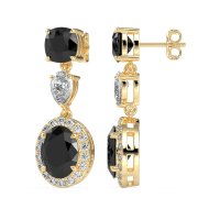 Three-Stone Dangle Halo Earrings