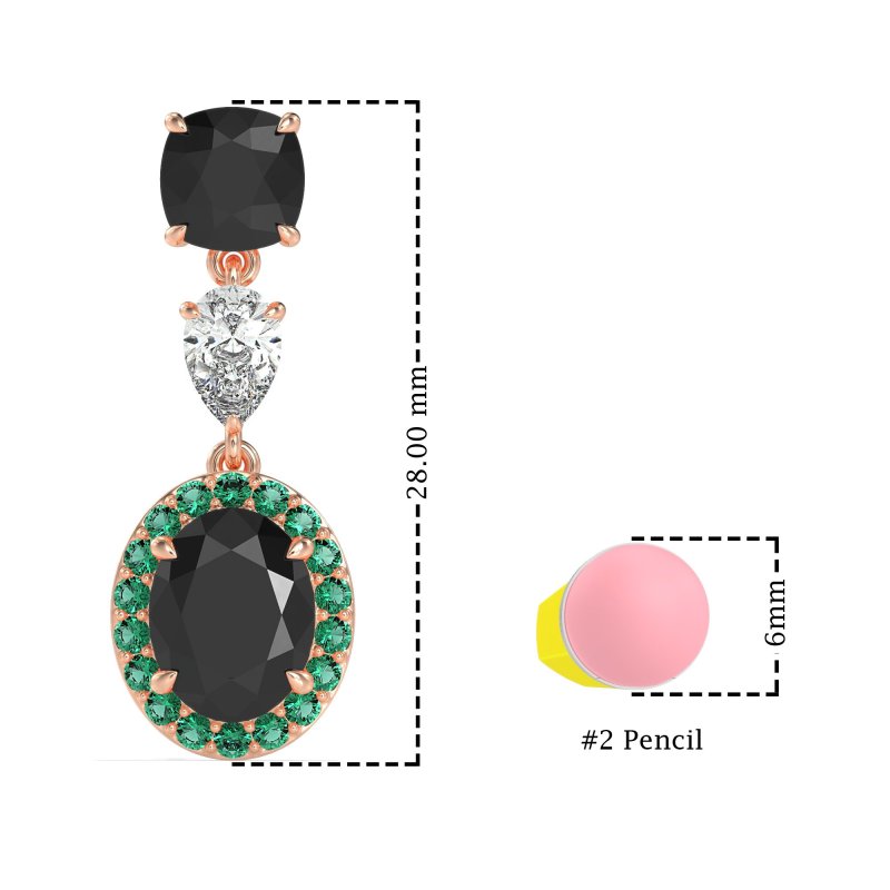 Three-Stone Dangle Halo Earrings