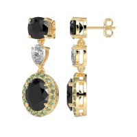 Three-Stone Dangle Halo Earrings