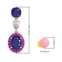 Three-Stone Dangle Halo Earrings