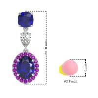 Three-Stone Dangle Halo Earrings