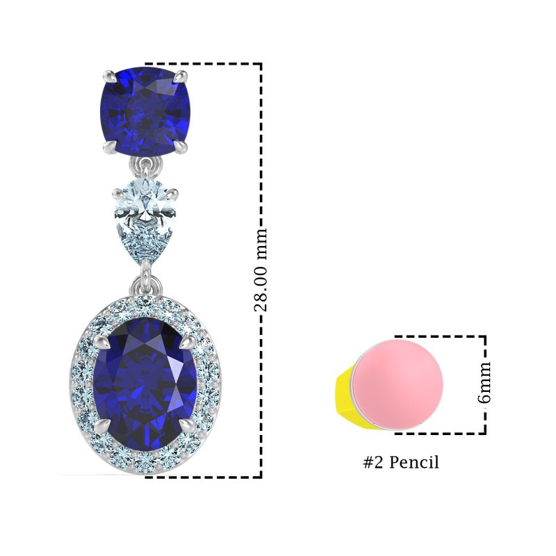 Three-Stone Dangle Halo Earrings