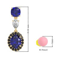Three-Stone Dangle Halo Earrings