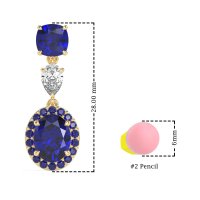 Three-Stone Dangle Halo Earrings