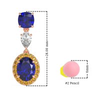 Three-Stone Dangle Halo Earrings